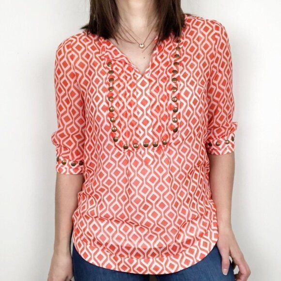 Stitch Fix 41Hawthorn Studded Tunic‎ Top Orange - Picture 1 of 10